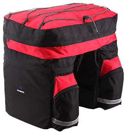 3In1 Fahrradtasche Langer Ausflug Ideale GepäCktasche FüRs Fahrrad Mit Regen-Abdeckung Fahrrad Taschen Hinten FüR Pendeln Einkaufen Reiten Picknick red,Free Size