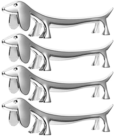 Cabilock Pinselauflage Ablage Besteckablage 4Pcs St?bchen Cartoon Tier Legierung Essst?bchen L?ffel St?nder Rack Halter Hunde Abendessen Tisch Dekoration (Silber) Essstäbchen Essstäbchen