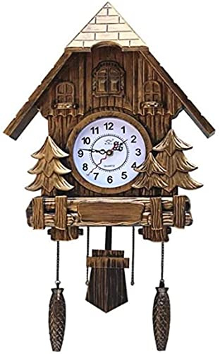 Reloj de Cuco de Madera Hecho a Mano, Reloj de Pared de la Selva Negra, carillón de Cuco con Movimiento de Cuarzo con Pilas, decoración de Arte para el hogar