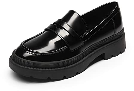 DREAM PAIRS Women's Loafers Platform Business Office Work Formal School Shoes,Size 4.5,Black/pu,SDLS2211W-E