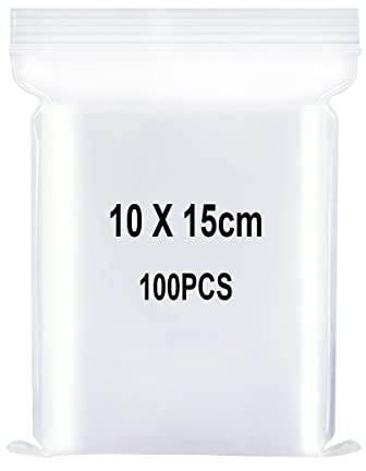 Resealable Clear Plastic Bags, Sealed Bag, Storage Bag, Press Seal Bags, Thickening and Durable, Apply to Kitchen, Office Supplies, Stationery Storage ect. 3.9x5.9(10x15cm) 100PCS