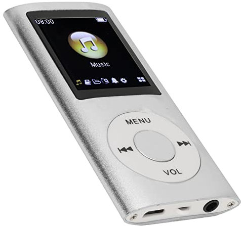 Reproductor de MP3/reproductor de MP4, Reproductor de Música MP4 Compatible con Tarjeta TF de hasta 64 GB, Pantalla LCD Digital de 1,8 Pulgadas, Reproductor de Música Portátil HiFi sin(Plata)