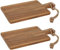 2x Teakholz Schneidebrett mit Griff 34x18x1,5 cm Küchenbrett Holz Servierbrett Küche Schneide Brett Hackbrett