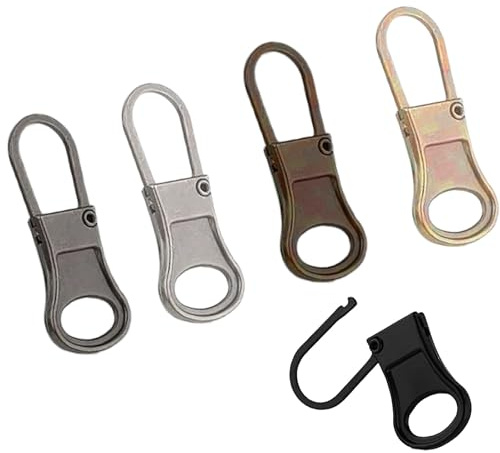 Cremallera de Repuesto con Tirador de Metal, 5 Pcs Lengüetas Desmontables para Cremallera, Para Ropa, Vaqueros, Maleta y Equipaje