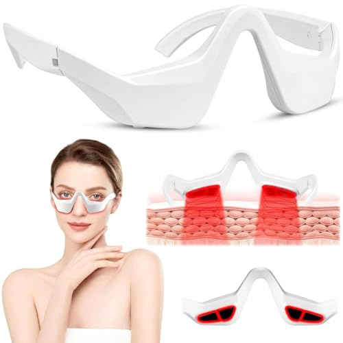 Dispositivo per terapia della luce rossa sotto gli occhi, occhiali per terapia della luce rossa, maschera per occhi a luce rossa microcorrente a LED, massaggiatore per occhi di bellezza per ridurre