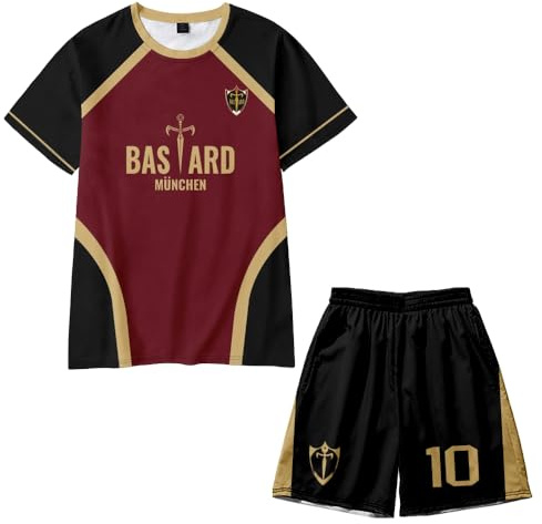 Ciyoulio Seishiro Nagi Anime Trikot Set Bachira Meguru Kurzarm Shorts Set Rot Schwarz Fußball Trikot Sportbekleidung Uniform Trainingsanzug Erwachsene