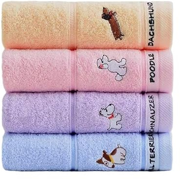 Embhlitfe 4 Pcs Kids Washcloth Towels,Cotton Children's Facial Towel Kids Towel Children Wash Cloths,Multicolor Kids Face Towels Hand Towels Baby Wash Cloth for Hand Face Shower,25x50cm