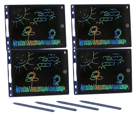 GENIE WP 10 Lot de 4 tableaux d'écriture LCD 10 – Tableau magique numérique pour enfants et bloc-notes pour bureau/maison – Dessin et écriture sans papier avec fonction de verrouillage, stylo inclus
