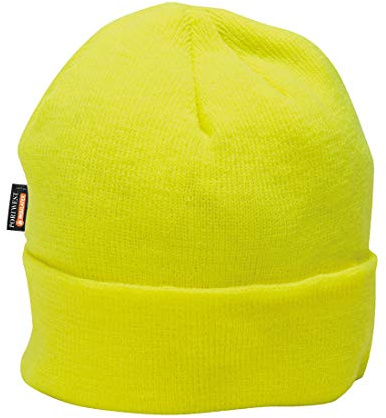 Portwest B013 Insulatex Stickad Mössa Kallt Väder Vindtät Polyester | Gul, One Size, Unisex, Normal Passform, Yttre Akryl Trikå, Maskintvättbar, Vattenavvisande
