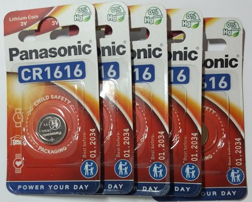 Panasonic – Set di 5 pile a bottone Cell Power CR1616 litio 3 V 0,55 mAh
