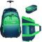 3 Teile Set: Trolley Elephant Hero Signature Schultrolley Trolly Sporttasche Mäppchen (Cube Green Blue)