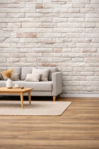 RHP 3D Tapete Wandpaneele Selbstklebend Ziegelstein Wasserdicht Wandaufkleber Tapete Wandpaneele selbstklebend Moderne Wandverkleidung in Steinoptik leichte Montage (5 Stück, Creme/Kaffee)