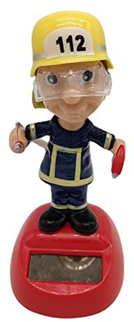 Armaturenbrett Feuerwehrmann Ornament, Asudaro Solar Feuerwehrmann Ornament Figur Ornament Autoinnenausstattung für Schreibtisch, Fensterbank, Auto Armaturenbrett Dekoration Gelb+Marineblau+Rot