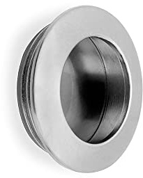 Emuca - Poignee ronde encastrable Ø41mm pour meuble, poignée cuvette pour tiroirs et armoires, finition satiné, Set de 10