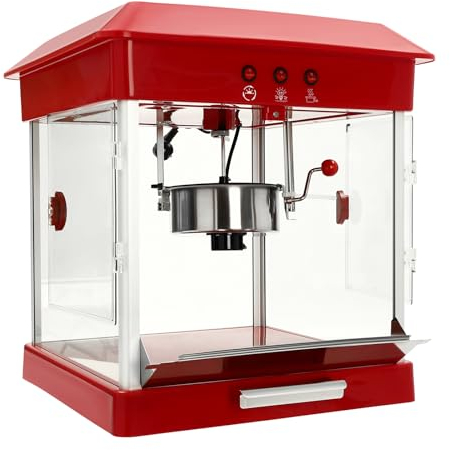 Macchina per popcorn da 800 W per la casa con rivestimento antiaderente, tre diverse misure di cucchiai, manico antiscivolo, 56 x 56 x 63 cm, per negozi, cinema