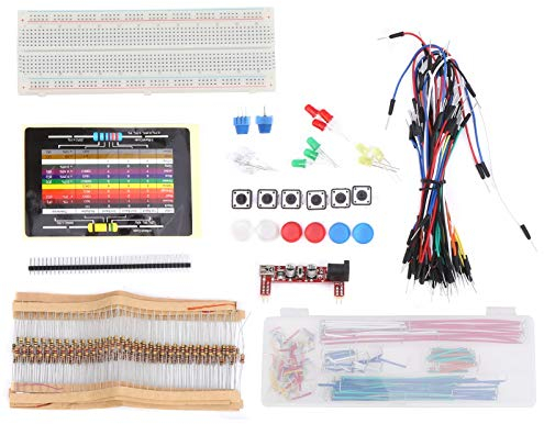 Basic S R Kit, E for E Ics Component Single Board Computers Development with Breadboard Resistance Card Touch Button Resistor LED Computer Internal Components