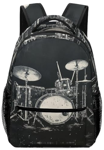 VesFy Sac À Dos Batterie Cartables Enfants Instruments De Musique Sacs D'éCole Sac Ecole Sac Scolaire Enfants Retour À La Saison Scolaire One Size