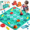 XUNIVERS Logischer Straßenbauer für Kinder,Familie Brettspiel,Logik Puzzle Labyrinth Brettspiele mit Auto Zurückziehen und Murmeln,Gehirn Spiele Kinderspielzeug Geschenk,Labyrinthkugel aus Marmor