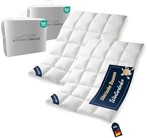 2 Stück Bettdecke 135x200 | Daunendecke | warme Winterdecke | Winterdaunendecke mit 100% sibirischen Daunen | Kassettenbettdecke | Ganzjahresdecke | Daunenbettdecken | Oeko-TEX-Zertifiziert | 900g