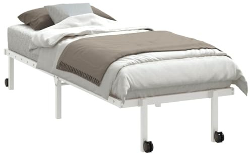 vidaXL Sängram utan madrass hopfällbar vit 80x200 cm stål, metall sängram, vikbar sängram, sängbotten, enkelsängram, enkel metall sängram