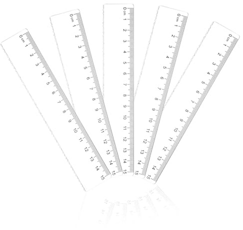 Lot de 5 règles de 15 cm pour école primaire, en plastique, petite règle, transparente, pour l'école, le bureau, la maison, outil de mesure