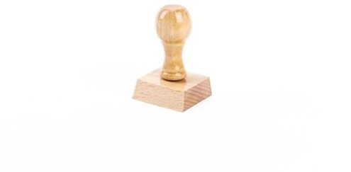 Mister Timbri Timbro in Legno Manuale 40x40 mm Quadrato Personalizzabile - 2 Righe di Testo, Ecologico e Ideale per Dati Aziendali o Firma