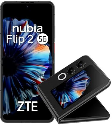 ZTE Nubia Flip 2 5G Smartphone pliable avec IA, 8 Go + 256 Go, écran FHD+ AMOLED 6,9 120 Hz, appareil photo 50 MP, batterie 4325 mAh, charge rapide 33 W, Android 14, étui inclus, noir