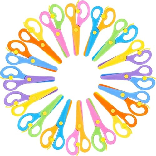 18PCS Tijeras Manualidades para Niños, Tijeras Entrenamiento Preescolar, DiseñO de Arte DIY, Diseño Antipellizcos, Desarrollo de la Coordinación Ojo-Mano