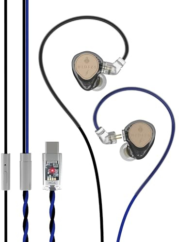 Hidizs ST2 Pro USB-C Auriculares con cable, doble circuito magnético de 10 mm Dynamique Driver in Ear Monitor, chip DAC ESS ES9218AC Pro, micrófono HD, control en línea, Type-C DSP, cable OFC, negro