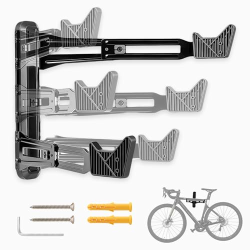 Biigdan Supporto da Parete per Bicicletta Allungabile, per Mountain Bike e Bici da Strada,Robusto Porta Bici da Muro Capacità di Carico 40kg, Appendi Bici da Muro Salvaspazio per garage e casa
