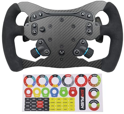 Benshuuk F1 Formula Real Carbon Fiber Steering Wheel Mod For Logitech G PRO RS50 Base SIM Racing Wheel ; Replace Supper lightweight Compatible with Logitech G RS Hub Shifter With Suede Grip