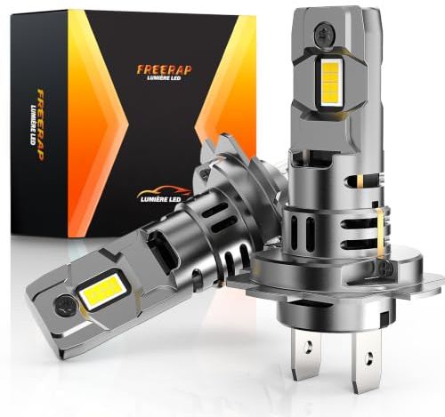 FREERAP Ampoule H7 LED 32000LM, 100W 600% 6500K Lumière Blanche, 1:1 Halogène Mini Taille, 70000+ Heures De Vie, Plug and Play Installation Facile, 2 Pièces(H7)