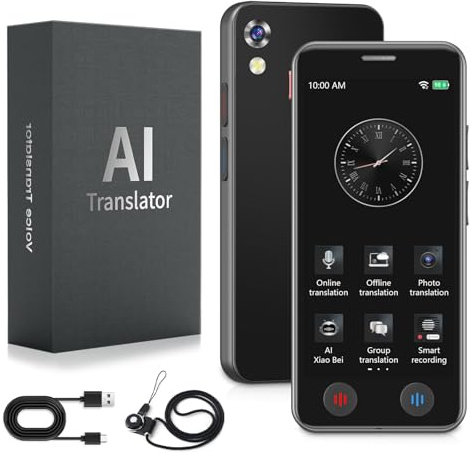 LivElect Appareil de traducteur de langue, traducteur instantané de 5 pouces sans WiFi, traducteur portable AI, traduction vocale bidirectionnelle en temps réel 139 langues, WiFi, hors ligne et