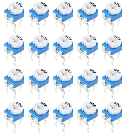VGOL 20Pcs Potenciómetros Universales Ajustables de Una Sola Vuelta RKT6V-5K de 5k Ohmios Y 100mW para Circuitos Electrónicos.