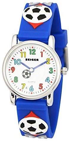 Kinderuhr Zeiger Jungen Armbanduhr Sport Fußball Uhr Analog Quarzuhr Kinder Armbanduhr Jugendliche Blau Schwarz (Blau)