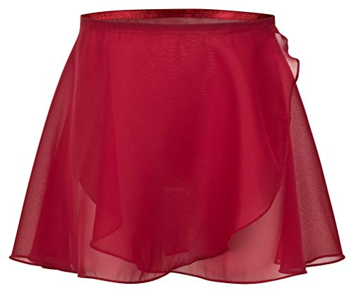 tanzmuster ® Wickelrock Mädchen Ballett - Emma - aus transparentem Chiffon - lockerluftiger Ballettrock zum Binden für Kinder in Burgunder, Größe:152/158
