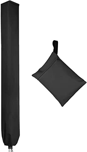PATIO PLUS Schutzhülle für Wäschespinne, Wasserdicht Schutzhülle für Ampelschirme mit hochdichter Oxford PVC-Beschichtung mit Reißverschluss 600D, Schwarz 16x16x165cm