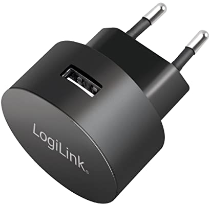 LogiLink PA0217 Fast Charging - USB Steckdosenadapter (1x USB-A, 10,5W) für Smartphones/Tablets/MP3-MP4 Player/eBooks/Navi/etc. mit Überlade-, Tiefentlade-, Überlast- und Kurzschlussschutz, schwarz
