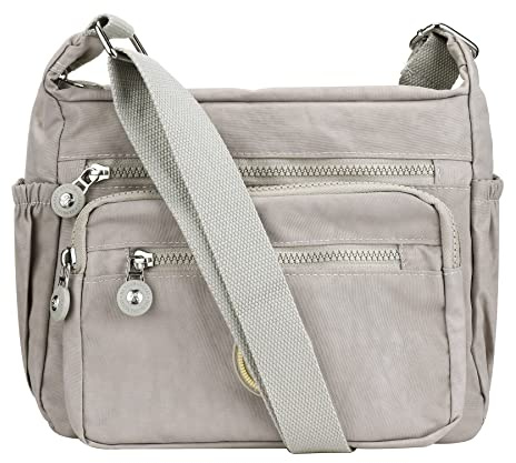 Womens Multi-Pocket Casual Crossbody Handbags Waterproof Shoulder Bags Satchel Girls Ladies Crossbody Side (Gray)