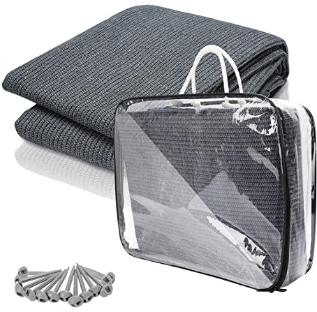 Jiubiaz Tappeto per Tenda, da Campeggio, Traspirante, Antiscivolo, Lavabile, con 12 Fori, 13 picchetti e Borsa per Il Trasporto, Diverse Misure (Grigio Blu)