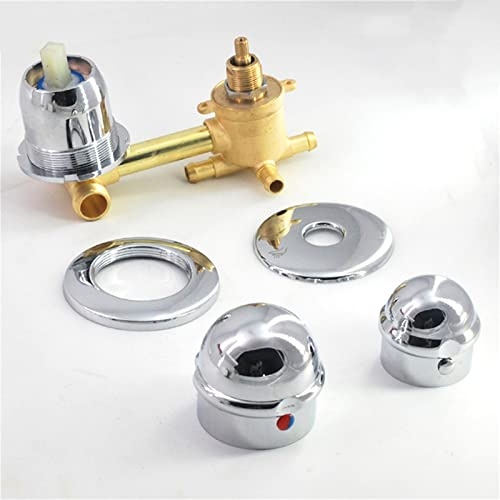 Rosca Tornillo/Intubación Latón Mezclador Agua Fría y Caliente Grifo Ducha Desviador 2/3/4/5 Vías Mango Perilla Forma Redonda G1/2 Válvula Mezcladora, Cartucho Cerámica (Rosca-4 Salida 10cm)