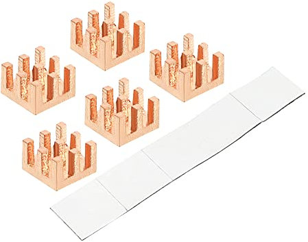 sourcing map 5 Stück Kupferkühlkörper 6 x 6 x 4mm mit Selbstklebendem für IC Chipsatz Kühler