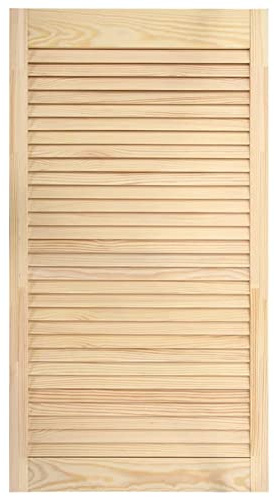 Susany Kiefernholz Massiv Lamellentür Unbehandeltes Holz Möbeltür Schranktür Offene Lamellen Holztür Möbel Tür Innentür 99,3 x 39,4 cm (H x B)