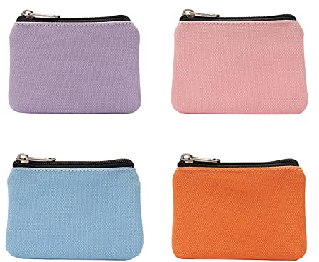 Münzbörse Mini, Kleingeldbörse, Schlüsseltasche, Klein Geldbörse, Geldsack Münzbeutel, Kinder Münzbeutel, Münzbeutel klein, Münzbeutel mit Reißverschluss, für Kreditkarte, Ausweis, Schlüssel, 4 Stück