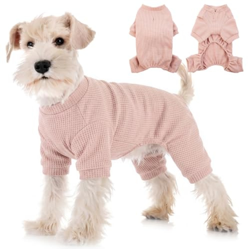 Hundkläder liten medelstor stor hundjacka, varm hundoverall med ben, vacker hundpyjamas hund lugnande väst hundar återhämtningsdräkt för hundkropp efter op, rosa, L