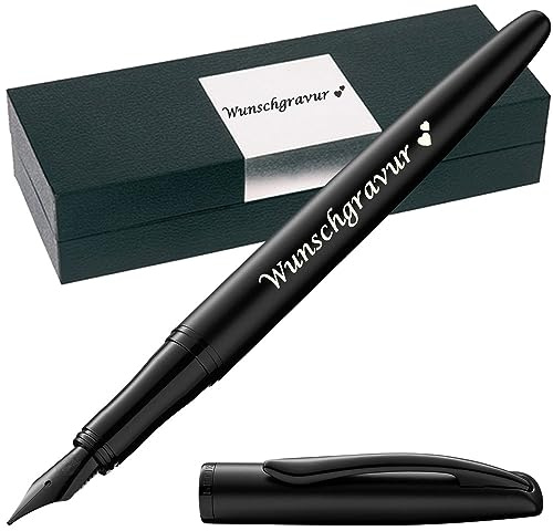 Pelikan Füllhalter Jazz® Noble Elegance mit Gravur als Geschenk | Emojis Gravur möglich | Farbe Carbon Schwarz | personalisiert mit Wunschgravur Pelikan Füller mit Gravur PS194