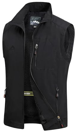 MeiLayM Gilet de pêche pour homme à l'extérieur Multi-Poches Gilet Sans Manches Veste de Plein air Légère Respirant Veste de Sport De Voyage Gilet de Photographie