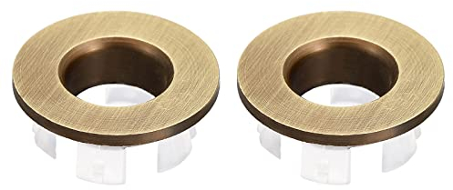 sourcing map Sink Trim Overflow Cover, 2Pcs Sink Overflow Rings Bathroom Kitchen Basin Drain Cover Hole Insert in Round Caps, Bronze