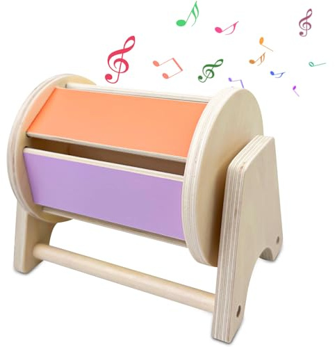 Maxentico Tambour, Enfant Jouet Rotatif pour Bébé, Montesori Bebe, Jouet Montessori 6-12 Mois, Tambour à Spin Portable pour Bébés à Utiliser à La Maison, pour Nourrissons Garçons Filles de 0 à 3