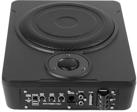 MINRS Aktivsubwoofer Untersitz Auto Subwoofer Bass, Ultrakompakter 8 Aktiv Untersitz Subwoofer für Auto, 200W Maximalleistung, inklusive Kabelset